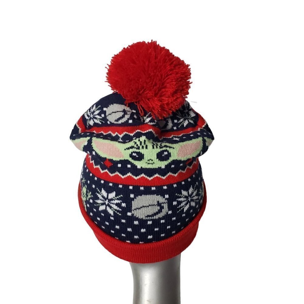 NEW Star Wars Mandalorian Grogu The Child Winter Holiday Pom Slouch Beanie Hat - Picture 5 of 11